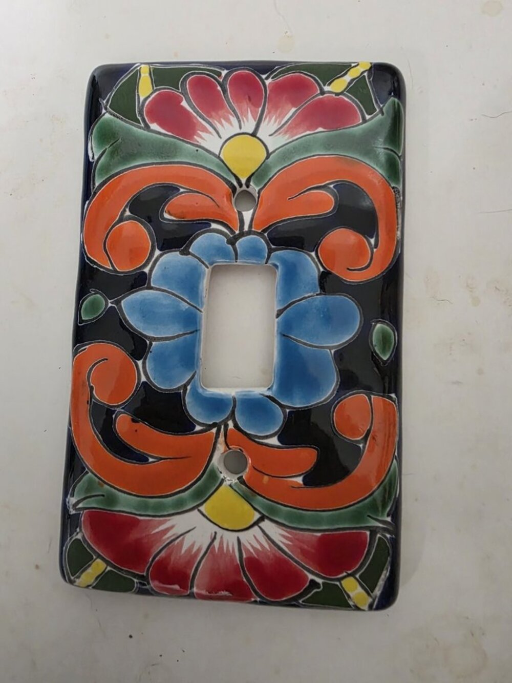 Mexican Talavera Pottery Single Toggle Light Switch Cover Folk Art Hand Painted